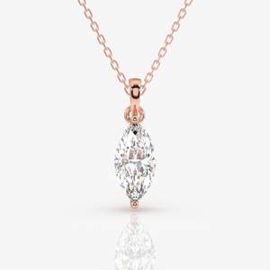 Pendentif solitaire en moissanite taille marquise, élégant collier en argent sterling avec un charme éblouissant - Product Image 5