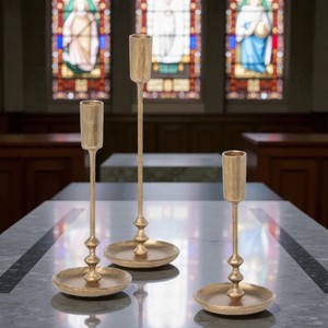 Ensemble de 3 bougeoirs en métal finition dorée Bougeoir conique décoratif Décor de table élégant pour la maison, le mariage et l'hôtel - Product Image 2