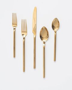 Ensemble de couverts en métal en acier inoxydable mat au design minimaliste pour les cuisines modernes, les maisons contemporaines et élégantes - Product Image 3