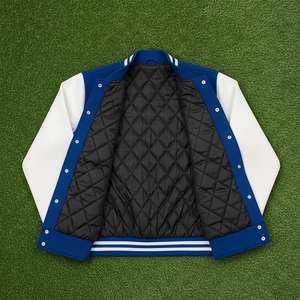 เสื้อแจ็คเก็ตเลตเตอร์แมนแบบกำหนดเอง แต่งขอบขนแกะถัก กระดุมเดี่ยว เสื้อผ้าฤดูหนาว ดีไซน์ทันสมัย ทรงเข้ารูปสำหรับผู้ชาย - Product Image 3