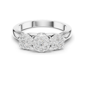 Bague à trois pierres en diamant de laboratoire de 0,496 carats pour femme, clarté VVS-VS EF, disponible en or rose, or jaune, or blanc et argent 925 - Product Image 1