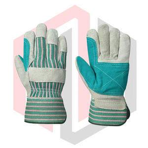 Guantes DE TRABAJO DE SEGURIDAD DE PALMA de cuero con espalda de algodón a rayas, transpirables, resistentes al desgarro, sin silicona, sin polvo, longitud personalizable - Product Image 1