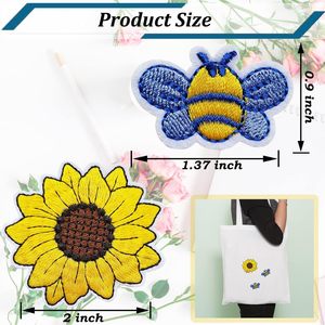 Patch abeille fer sur, 10 pièces patchs brodés couleurs mélangées appliques patchs croisés pour vêtements vestes sacs à dos jeans - Product Image 5