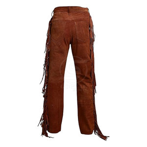 Pantalons pour hommes sur mesure, design unique, best-seller, pantalon en cuir suédé à franges lavées en gros - Product Image 4