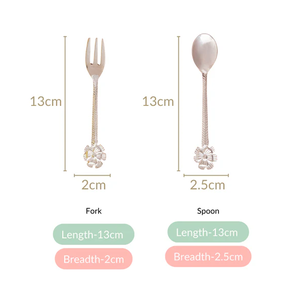Stainless steel spoon and <b>fork</b> floral cutlery <b>desserts</b> set tableware wedding event dinner knife spoon <b>fork</b> home restaurant decor - Product Image 3