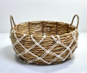 Cesta tejida hecha a mano de Vietnam, manijas ecológicas, jacinto de agua, organizador Vintage, cesta de almacenamiento multifunción de fibra Natural - Product Image 1