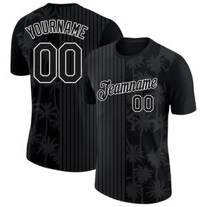 Directo Engro ropa deportiva al por mayor personalizado negro blanco 3D patrón diseño Hawaii palmeras rendimiento camiseta - Product Image 1