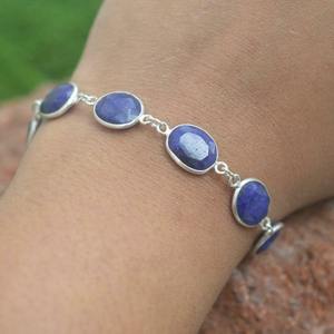 Classical <b>Bracelet</b> Jewelry For <b>Women</b> <b>Silver</b> Boho Style Jewelry 925 <b>Sterling</b> <b>Silver</b> Sapphire Gemstone Handmade <b>Bracelet</b> Gift Wife - Product Image 4