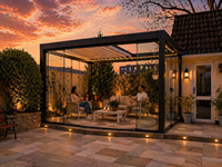 Casas Modernas de Paneles Sándwich con Cerramiento de Vidrio, Casa Prefabricada con Patio, Espacio de Vida al Aire Libre, Diseño Rectangular Impermeable