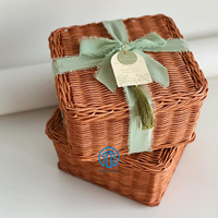Coffret cadeau élégant en rotin pour le Ramadan avec couvercle, parfait pour les bonbons aux dattes en chocolat et les cadeaux de fête islamique