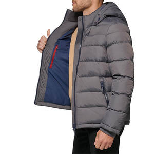 Veste d'hiver de qualité supérieure en gros pour hommes, nouvelle mode, col montant, manteau rembourré avec capuche, coque en cachemire personnalisée - Product Image 6