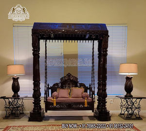 Indian Teak <b>Wood</b> Hand Carved <b>Swing</b> for Home Royal Walnut Finish Antique <b>Swing</b> for Living Indian Handcrafted Wooden <b>Swing</b> - Product Image 5