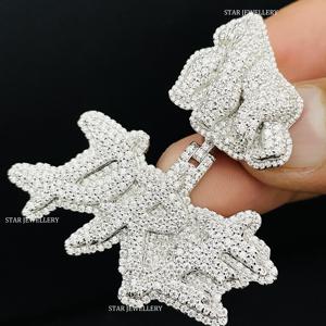 VVS Moissanite Letter Pendant, 925 Sterling Silver Iced Out VVS Moissanite Custom Pendant, Iced out VVS Moissanite Pendant - Product Image 2