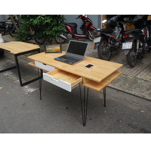 PINLEG BD68038 140x60cm <b>Computer</b> <b>Desk</b> with Iron Legs & Drawers 60cm Wide <b>Desk</b> with Storage Drawers - Product Image 3