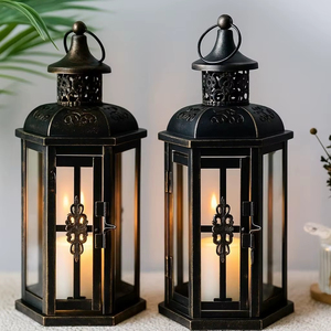 Lanterne décorative en fer pour décoration de mariage rustique éclairage de jardin intérieur de maison centre de table ou présentation d'événements - Product Image 1