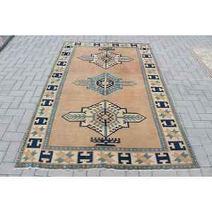 Alfombra de 4.9x7.7 pies, Alfombra Turca Vintage, Alfombra Ikat Marrón - Product Image 1