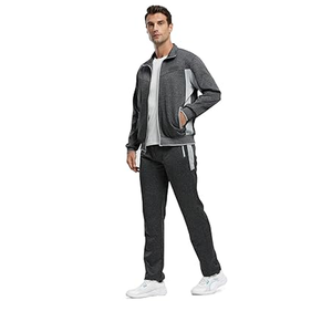 Tenues de sport athlétiques actives pour hommes Ensemble de 2 pièces en gros Survêtements de jogging à fermeture éclair grande taille Athlétique Respirant Skinny - Product Image 3