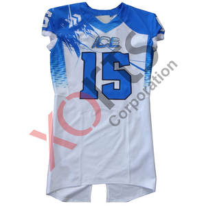 Uniforme d'équipe de football américain personnalisé avec sublimation pour enfants, jersey bleu gris de qualité supérieure, gants de pantalon confortables, vente en gros - Product Image 2