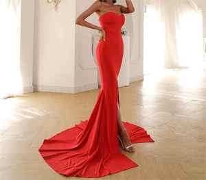 2025 nuevo vestido de noche Sexy de cola de pez para mujer vestido de fiesta de Color sólido - Product Image 5