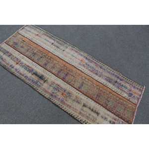 Alfombra Turca 2.4x5.6 pies (74x172 cm), Alfombra Vintage Azul con Puntos - Product Image 4