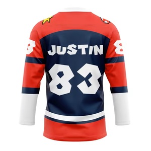 Matériel personnalisé sergé logo de l'équipe maillot de hockey rayé sublimé uniforme de hockey sur glace avec broderie strass OEM disponible - Product Image 2