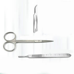 IRIS Micro Scissors Straight 4.5 Inch Manual <b>Scalpel</b> Handle #3 10 Surgical <b>Blades</b> #15 Stainless Steel Medic Instruments - Product Image 5