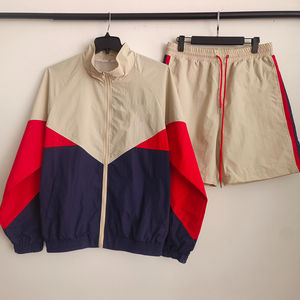 High Quality Street Wear <b>Men</b> <b>Shorts</b> and Jacket 2 Piece Sweat Nylon Half Zipper Windbreaker <b>Shorts</b> Set - Product Image 3