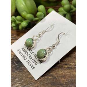Navajo Handmade Royston Turquoise <b>Sterling</b> <b>Silver</b> Drop Ball <b>Dangle</b> <b>Earrings</b> - Product Image 3