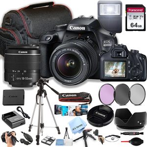 Digital DSLR <b>Camera</b> with 18-55mm Zoom Lens 64GB Memory Card <b>Filters</b> Case and Tripod - Product Image 1