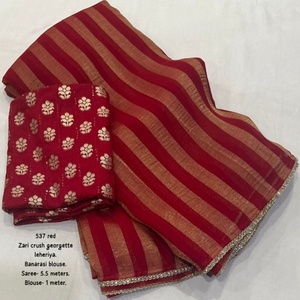 Festival Wear Georgette Avec Zari Crush Leheriya Saree Femme Fabricant Et Fournisseur De Mode De Surat - Product Image 1