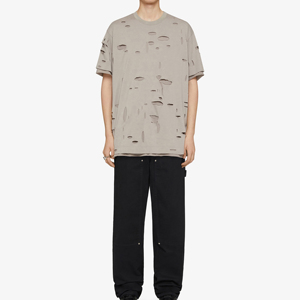 T-shirt Streetwear d'été vintage du fabricant pour hommes 100% coton à manches courtes en détresse personnalisable coupe surdimensionnée - Product Image 2