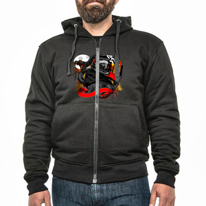 Sweat à capuche pour hommes homologué CE avec protections amovibles pour les bouches d'aération à glissière avec doublure en Kevlar pour la conduite hivernale - Product Image 2