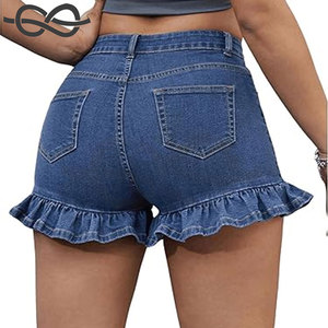 กางเกงขาสั้นผ้ายีนส์ขาตรงแบบหลวมๆของผู้หญิงทันสมัยมีกระเป๋าสวมใส่สบายเอวสูงฤดูร้อน - Product Image 4