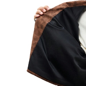 Top Winter Collection Custom <b>Men's</b> Vintage Sheep Skin <b>Suede</b> <b>Jacket</b> Brown Full Zip Casual Windproof Eco-Friendly Outerwear - Product Image 5