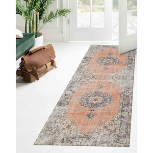 Tapis à motifs orange et bleu marine : Tapis turc Oushak de style antique, tapis doux non tissé - Product Image 5