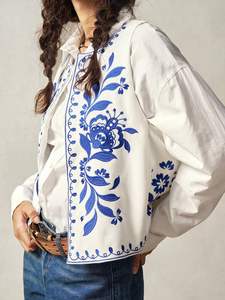 Chaqueta de chaleco encogimiento de hombros sin mangas bordada-Camisa de encogimiento de hombros al por mayor-Chalecos de encogimiento de hombros bordados de moda para mujer - Product Image 5