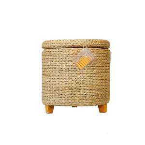 Handcrafted Dark Yellow Ottoman <b>Chair</b> Eco Friendly Clothing Waste <b>Storage</b> Vintage Home Furniture Hyacinth Flexible Design Bulk - Product Image 5