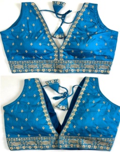 Blusa moderna de verano con trabajo de hilo Zari y nudos hechos a mano Patrón abierto frontal Estilo formal elegante - Product Image 1