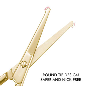 Gold Mini Makeup Beauty Scissors Round Tips Nose Eyebrow Moustache <b>Beard</b> Facial Hair Scissors Stainless Steel Blade Custom - Product Image 3