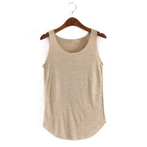 Alta calidad personalizada de las mujeres de algodón Spandex de alta elasticidad de cuello redondo de punto chaleco camiseta sin mangas al por mayor - Product Image 5