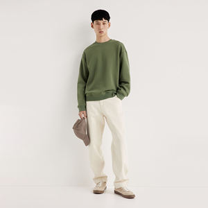 Sweatshirts surdimensionnés d'hiver légers et simples pour hommes, imprimés avec logo personnalisé d'usine, sweats à capuche brodés tricotés lavés - Product Image 5