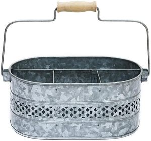 Wholesale Galvanized Metal Utensil Holder with Wooden Handle Kitchen Home Dining Spoon Rests Low Price - Product Image 1