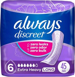Coussinets d'incontinence pour adultes Always Discreet pour femmes, absorption extra forte, longue longueur, coussinets post-partum, 45 pièces - Product Image 2