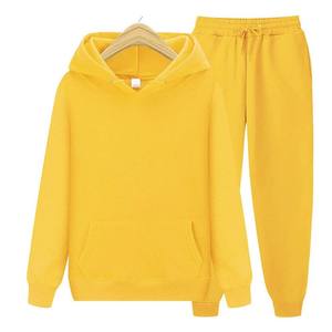 Conjunto de Dos Piezas con Capucha para Otoño/Invierno, Grueso, Casual, 100% Algodón, Forro Polar Antibacterial, Traje Deportivo Cálido con Logotipo - Product Image 1