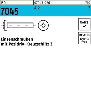 <b>Flat</b> Head <b>Screw</b> ISO 7045 PZ M6x10-Z A2 200-Piece Pack - Product Image 1