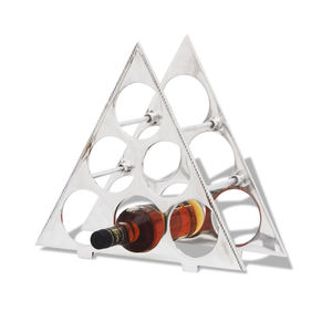 Porte-vin triangulaire en nickel coulé, présentoir à 6 bouteilles, organisateur de table, décor de salle à manger, bouteilles de vin de comptoir - Product Image 1