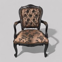 Fauteuil de salle à manger Louis XV de style antique français, reproduction, en bois de mahogany massif, inclinable, rembourré, pour chambre et appartement