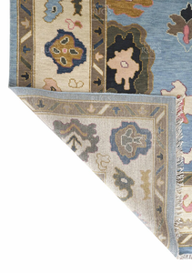 Alfombra de Lana Anudada a Mano Oushak Azul Claro Premium en Varios Tamaños para Sala de Estar, Estilo Antiguo, Decoración Interior Moderna - Product Image 4