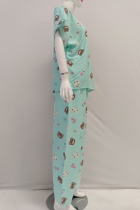 Pijama de manga corta, conjunto de pantalones largos con ropa con cuello en V para dormir o relajarse en Casa - Product Image 3