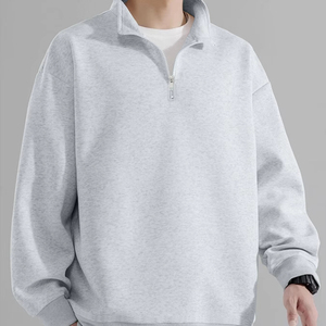 High Quality Polyester Cotton Fleece <b>Half</b> <b>Zip</b> Hoodies for <b>Men</b> Custom Logo Quarter <b>Zip</b> Pullover <b>Sweatshirts</b> Autumn Print Jumper - Product Image 2